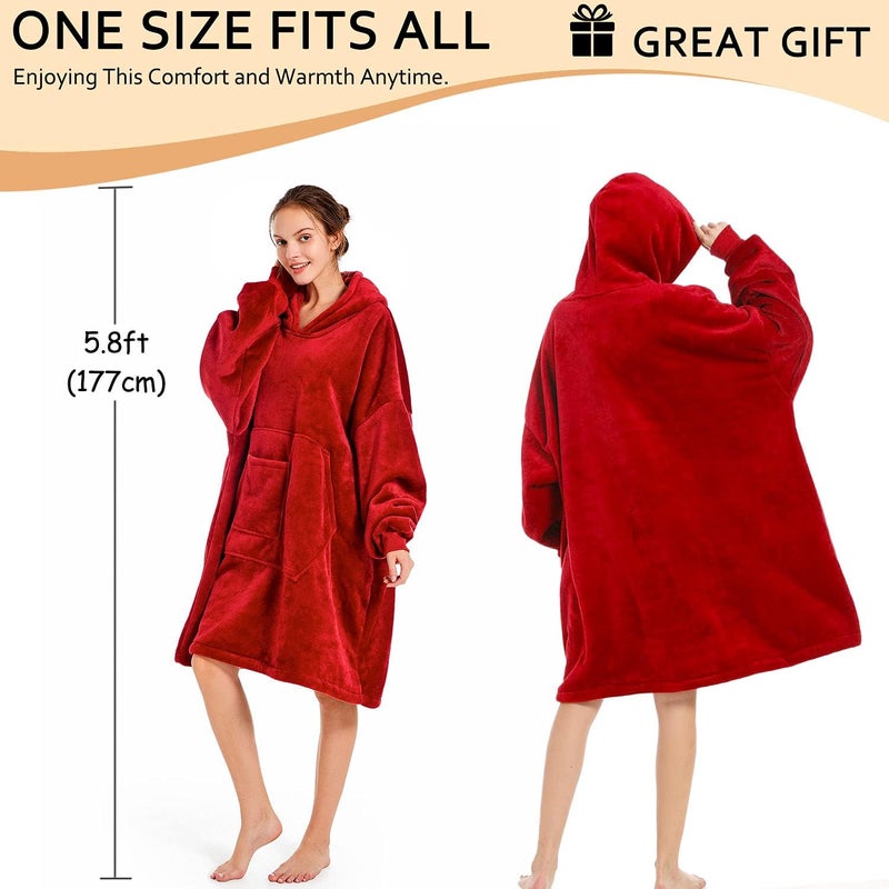 REDESS Blanket Hoodie Sweatshirt, Wearable Blanket Oversized Sherpa with Sleeves and Giant Pocket, Cozy Hoodie for Adult Kids - Image 5